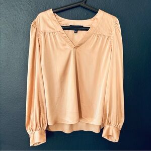 White House Black Market Women's Pink Long-Sleeve Blouse Size M